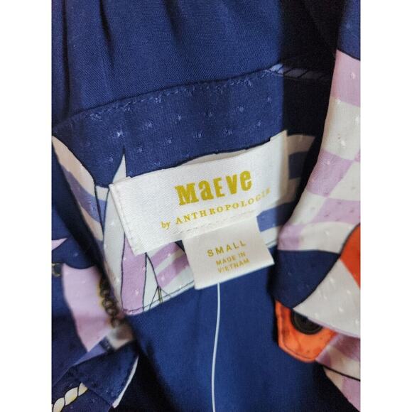 NWT Anthropologie Maeve Women's Scarf-print Mini Shirtdress Size S Navy #8F413 - Picture 8 of 13